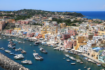 Fototapeta na wymiar Panoramic View of Procida island Italy