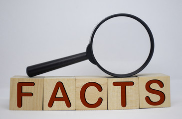 facts word written on wood blocks beige background