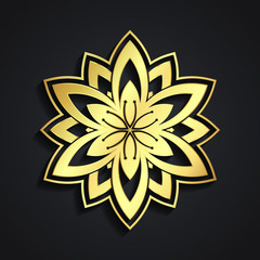 3d golden decorative floral symbol