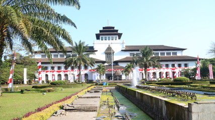 Gedung Sate a government building at West Java, Indonesia, with blue sky and beautiful clouds