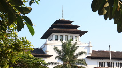 Gedung Sate a government building at West Java, Indonesia, with blue sky and beautiful clouds