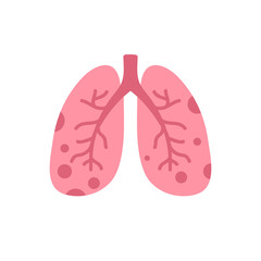 damaged lungs doodle icon, vector illustration