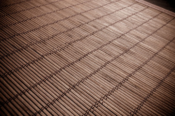 brown bamboo Mat - stand food, close-up, macro