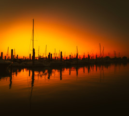 sunset sun aquatic sea boat sunrise nature sailing boat landscape port florida silhouette river dusk ocean orange summer © Alberto GV PHOTOGRAP