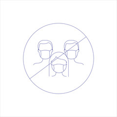 Sign caution crowd or Social distance. Men and women or crowd with mask icon in trendy flat style isolated on white background. Symbol for your web site design, logo, app, UI. Vector illustration, EPS