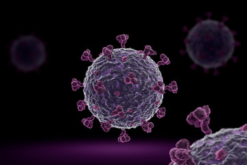 Corona virus COVID 19 microscope illustration. 3D render