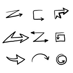 doodle arrow collection vector isolated background