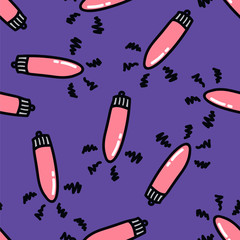 vibrator sex toy seamless doodle pattern, vector illustration