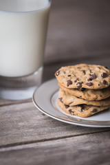 Chocolate chip cookies and milk