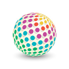 3d colorful sphere isolated on white background. Abstract template. Scientific icon with geometric pattern.
