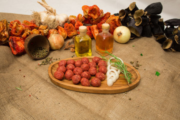 Raw meatballs stock photo