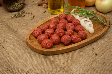 Raw meatballs stock photo