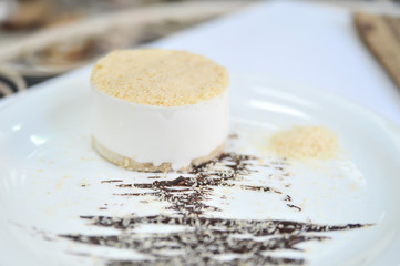 Coffee cake with coconut. Coffee desserts. Delicious dessert with coffee.