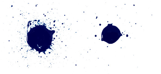 abstract blue ink of stain or splash blue watercolor paint and liquid Ink splash splatter is...