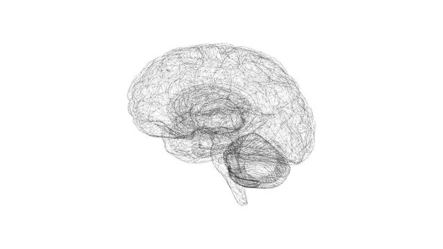Human brain animation 3d. Artificial intelligence.