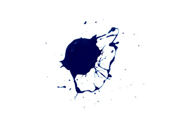 abstract blue ink of stain or splash blue watercolor paint and liquid Ink splash splatter is...