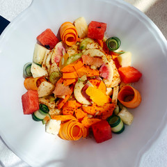 Fruit and vegetable salad with chili spice