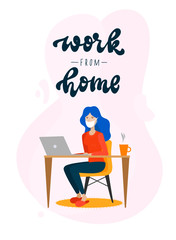 illustration of a woman working from and hand lettering quote for posters, banners, prints, cards, etc.