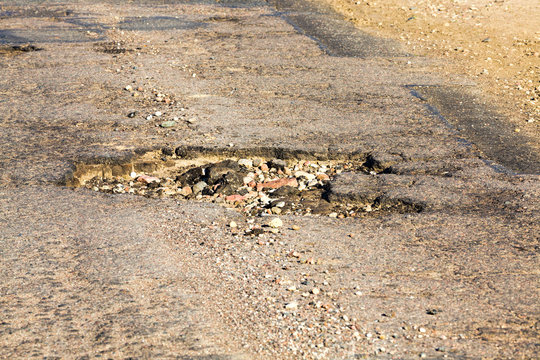 old damaged asphalt