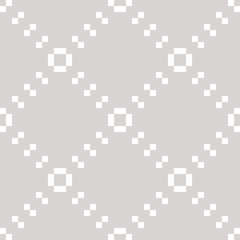 Subtle vector minimalist seamless pattern with small squares in diagonal grid. Abstract geometric texture with delicate net, lattice, mesh. White and light gray ornament. Elegant repeat background