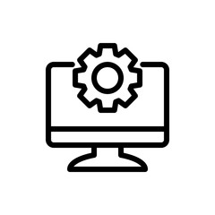 Monitor Settings Vector Icon Line Illustration