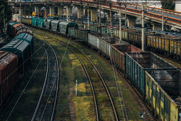 railway station empty freight wagons in Odessa
