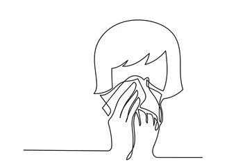 Ingelijste posters Een lijn One continuous line drawing  medical face mask. Concept of coronavirus.  © feelartfeelant