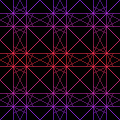 Neon laser lines pattern. Vector geometric seamless texture with square grid, thin lines. Abstract sport style background. Modern futuristic digital linear design. Vibrant colors, purple and red