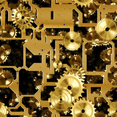 seamless complex golden clockwork background