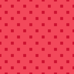 Vector geometric ornament with small square shapes, repeat tiles. Abstract minimal seamless pattern. Simple background texture in red color. Repeat design for decor, fabric, cloth, textile, wrapping