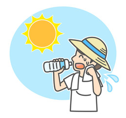 水を飲む男性　熱中症対策　水分補給