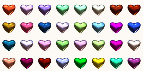 set of colorful hearts