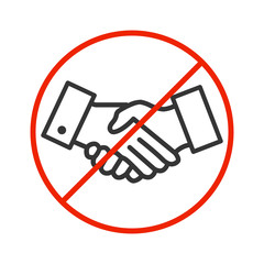 Do not shake hand protection Corona virus(COVID-19). Isolated icon on the white background.