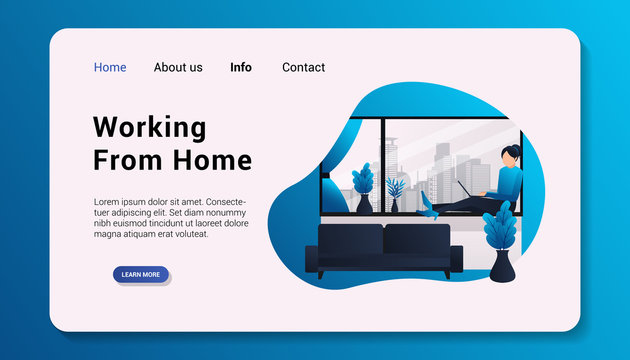 working from home landing page flat design vector ilustration