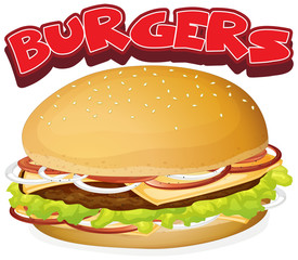 Font design for word burgers with cheesburger