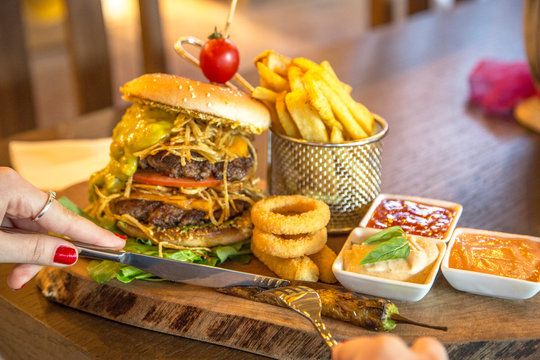 Homemade Hamburger stock photo