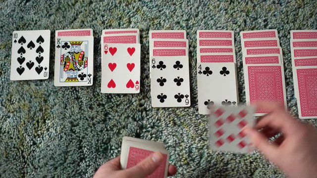 Setting up a game of solitaire to play during self isolation in early 2020.