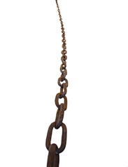 Obraz premium old rusty chain. Perspective shape. Isolated on a white background.