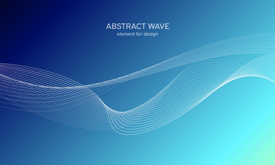 Fototapeta premium Abstract wave element for design. Digital frequency track equalizer. Stylized line art background. Colorful shiny wave with lines created using blend tool. Curved wavy line, smooth stripe Vector