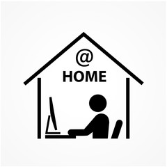 Work at home. Professional working on computer at home. Working Icon vector.