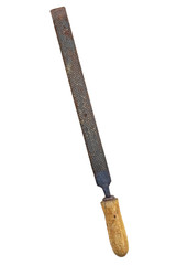 old rustic wood rasp.  Isolated on a white background