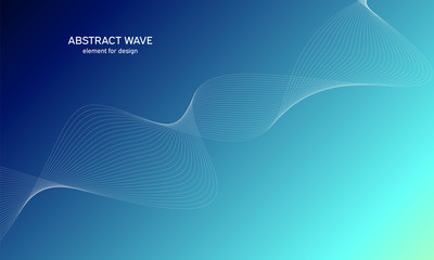 Abstract wave element for design. Digital frequency track equalizer. Stylized line art background. Colorful shiny wave with lines created using blend tool. Curved wavy line, smooth stripe Vector