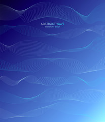 Abstract wave element for design. Digital frequency track equalizer. Stylized line art background. Colorful shiny wave with lines created using blend tool. Curved wavy line, smooth stripe Vector