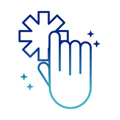 online health, hand click medical symbol covid 19 pandemic gradient line icon