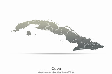 cuba map. south america map. south american countries map. latin america vector.