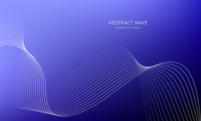 Abstract wave element for design. Digital frequency track equalizer. Stylized line art background. Colorful shiny wave with lines created using blend tool. Curved wavy line, smooth stripe Vector