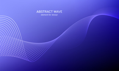 Abstract wave element for design. Digital frequency track equalizer. Stylized line art background. Colorful shiny wave with lines created using blend tool. Curved wavy line, smooth stripe Vector