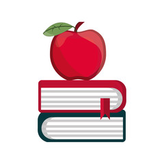 apple on pile books supply study school education isolated icon
