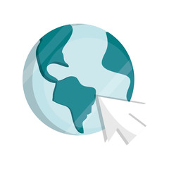 world clicking digital school online education isolated icon shadow