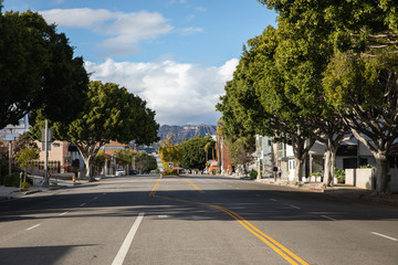 street in the city of Los Angeles during the coronavirus emergency
